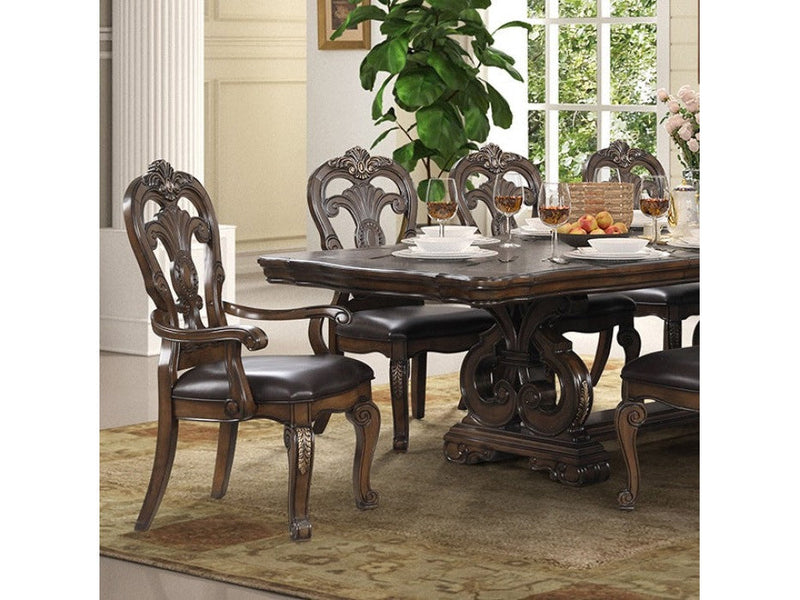 Leovanni Dark Brown 7 Piece Dining Set