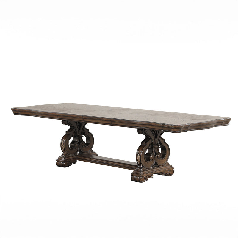 Leovanni Dark Brown 9 Piece Dining Set