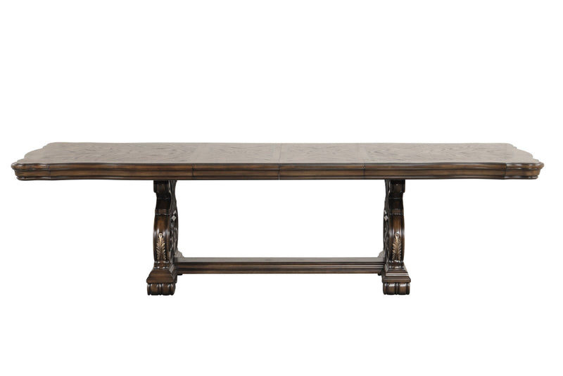 Leovanni Dark Brown 9 Piece Dining Set