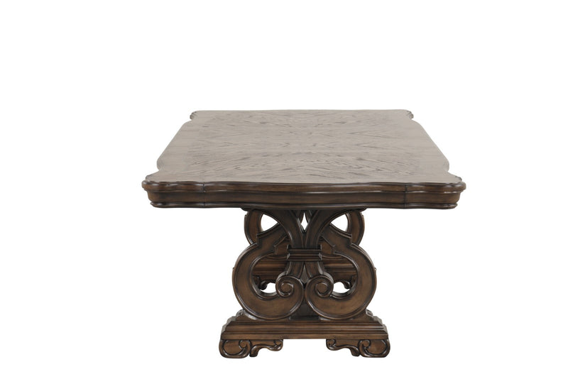 Leovanni Dark Brown 9 Piece Dining Set