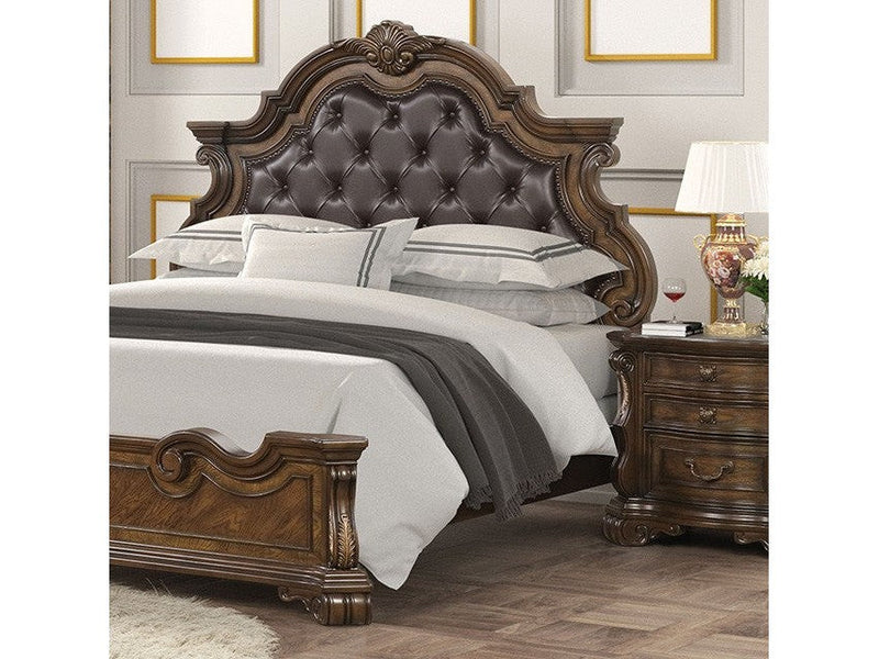 Leovanni Dark Brown Eastern King w/ Bombay Headboard Design