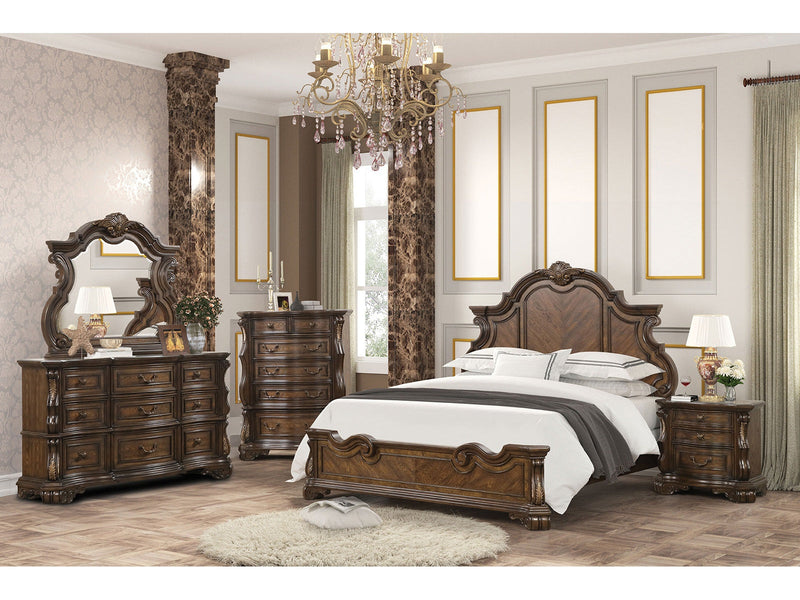 Leovanni Dark Brown Queen 4 Piece Bedroom Set