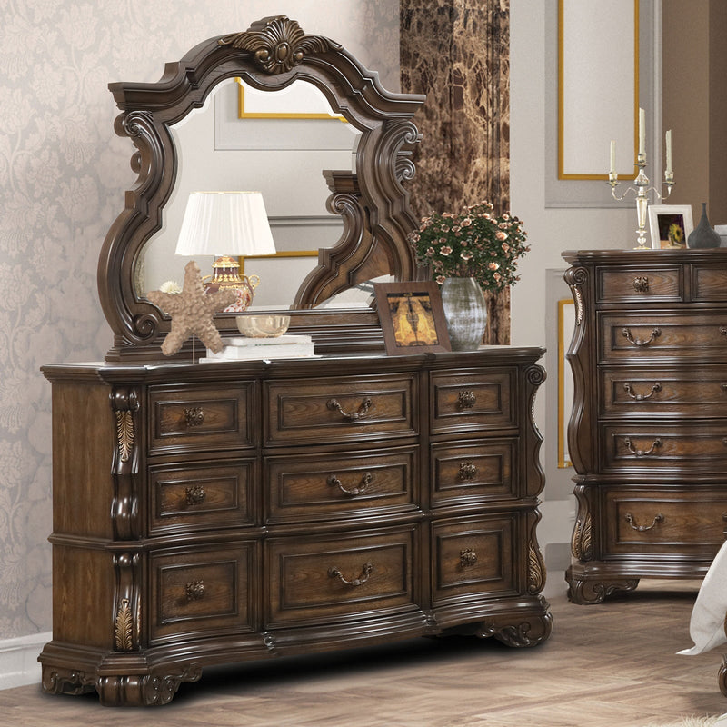 Leovanni Dark Brown Queen 4 Piece Bedroom Set