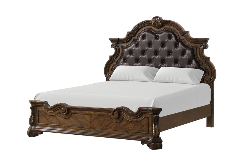 Leovanni Dark Brown Queen Full 5 Piece Bedroom Set w/2 Nightstands