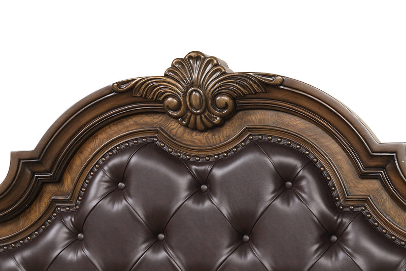 Leovanni Dark Brown Queen Full 5 Piece Bedroom Set w/2 Nightstands