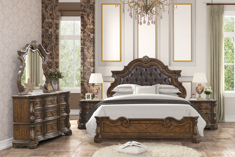 Leovanni Dark Brown Queen Full Bed