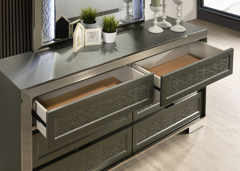 Leyland Dark Gray Queen 5 Piece Bedroom Set w/2 Nightstands