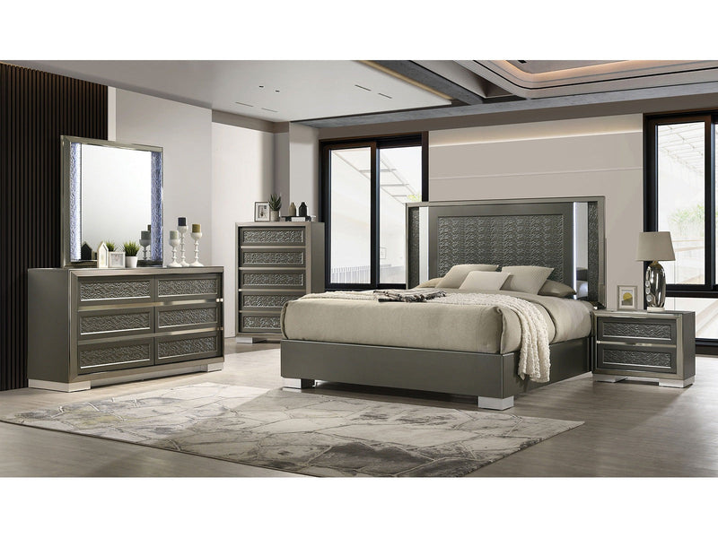 Leyland Dark Gray Queen 5 Piece Bedroom Set w/2 Nightstands