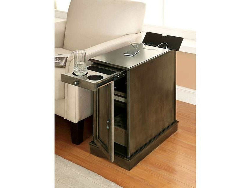 Lilith Gray Side Table w/ USB