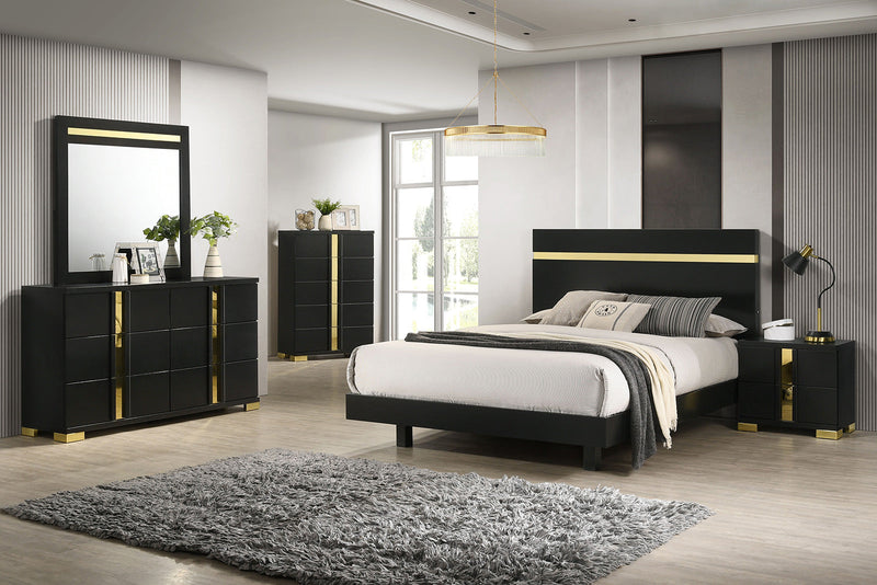 Lillestrom Black/Gold Nightstand