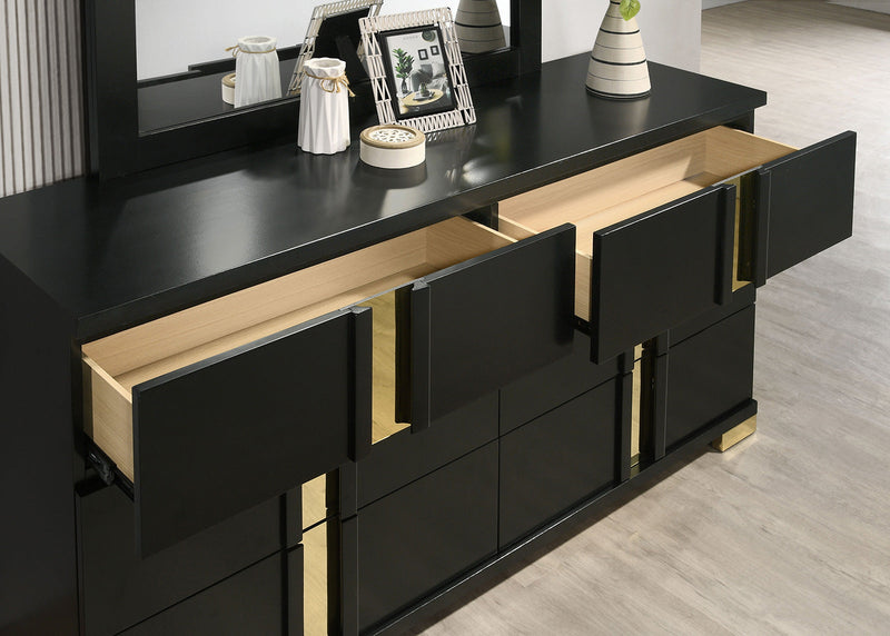 Lillestrom Black/Gold Queen 5 Piece Bedroom Set w/2 Nightstands