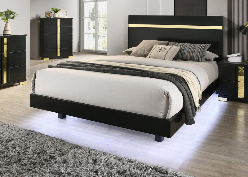 Lillestrom Black/Gold Queen Bed