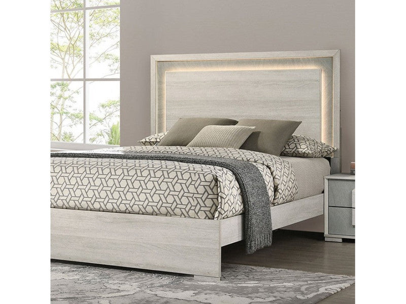 Lincolt Whitewash/Stone Gray Eastern King Bed