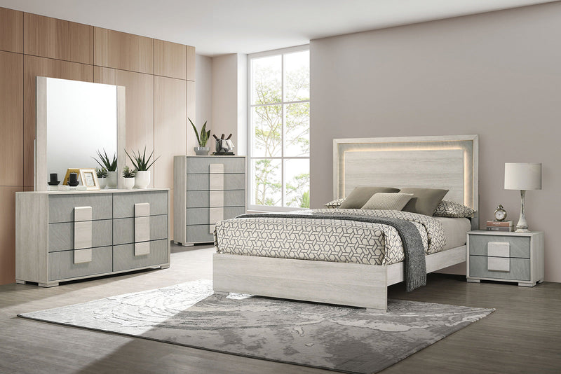 Lincolt Whitewash/Stone Gray Eastern King Bed
