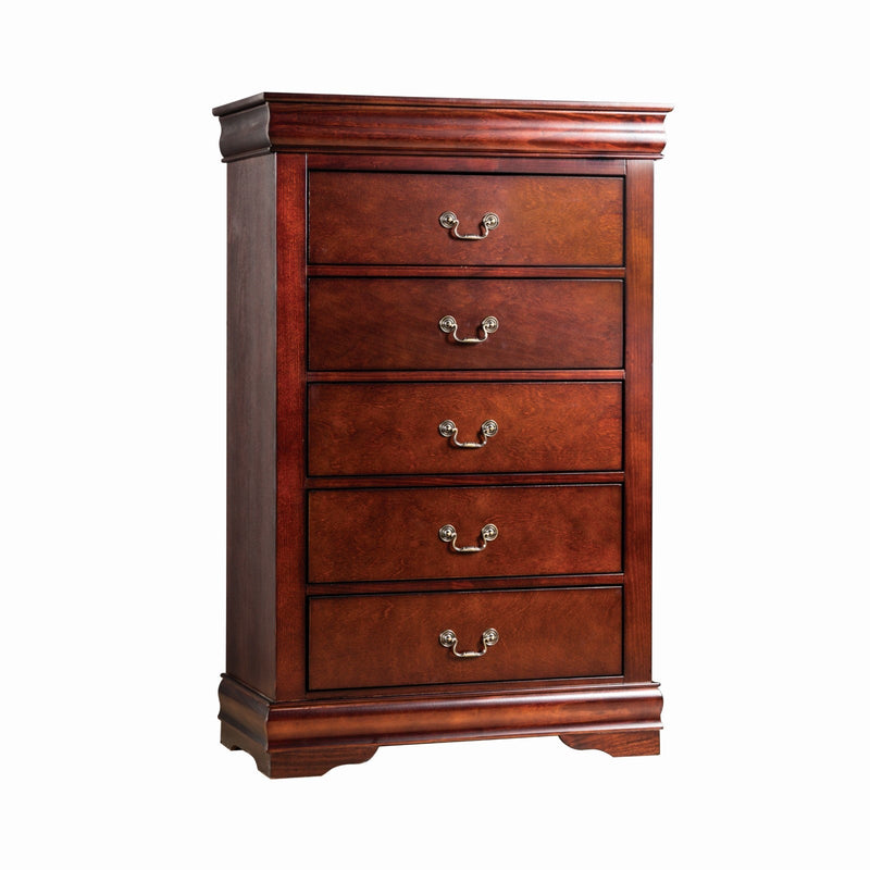 Louis Philippe Dark Cherry 5 Pc. Queen Bedroom Set w/ Chest
