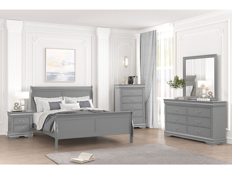 Louis Philippe Gray 5 Pc. Queen Bedroom Set w/ Chest