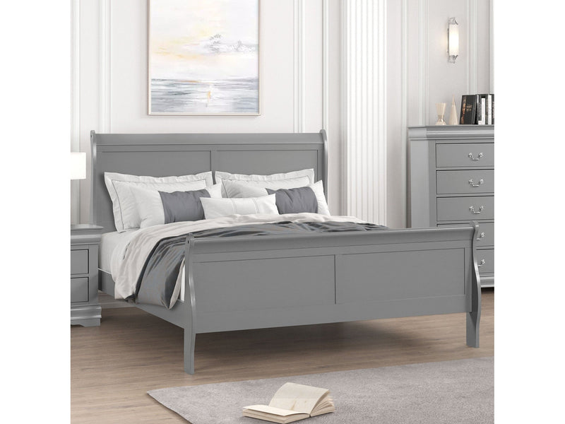 Louis Philippe Gray Queen Bed