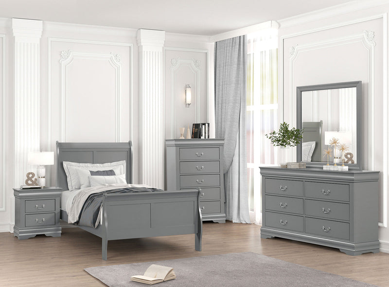 Louis Philippe Gray Twin Bed