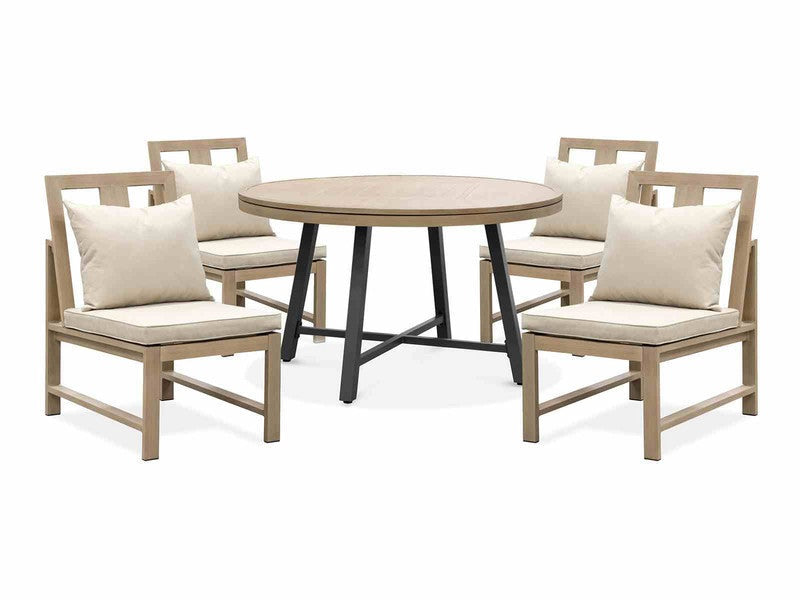 Lyon Black/Natural/Brown 5 Pc. Game Table Set w/ 4 Armless Chairs