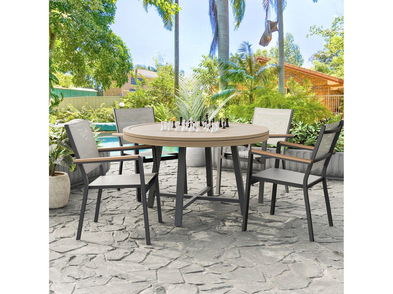 Lyon Black/Natural/Brown 5 Piece Patio Set