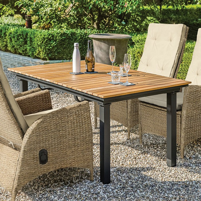 Mackay Beige/Natural Teak 5 Piece Patio Dining Set