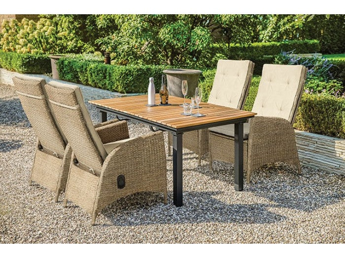 Mackay Beige/Natural Teak 7 Piece Patio Dining Set
