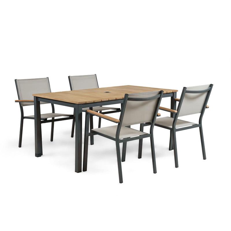 Mackay Gun Metal/Natural Teak Patio Dining Table