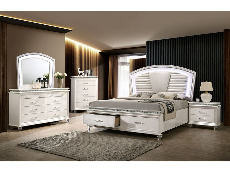 Maddie Pearl White/White 5 Pc. Queen Bedroom Set w/ Night Stand