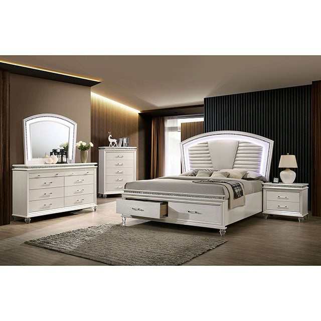 Maddie Pearl White/White Queen Bed