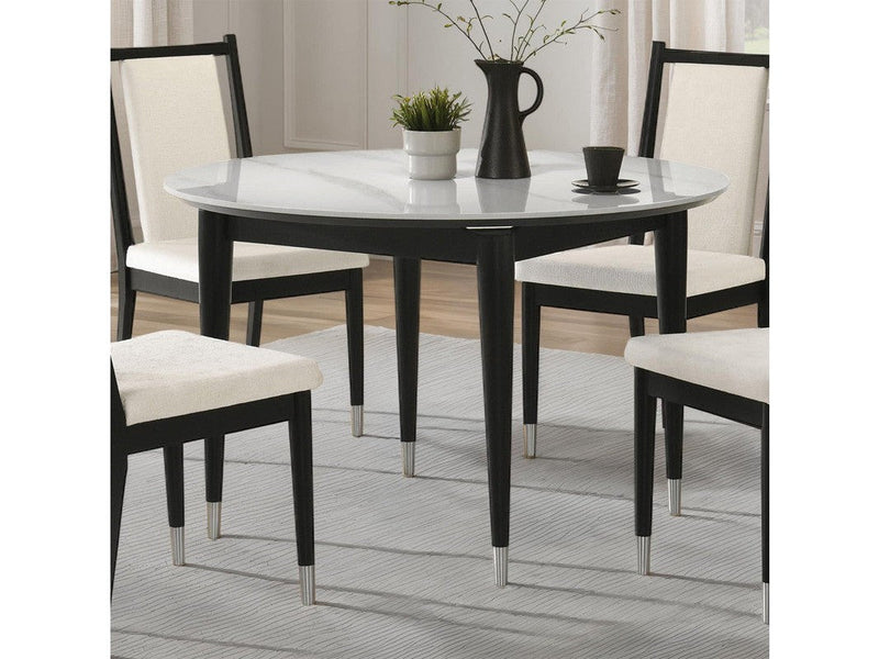 Maidstone Black/White Round Dining Table