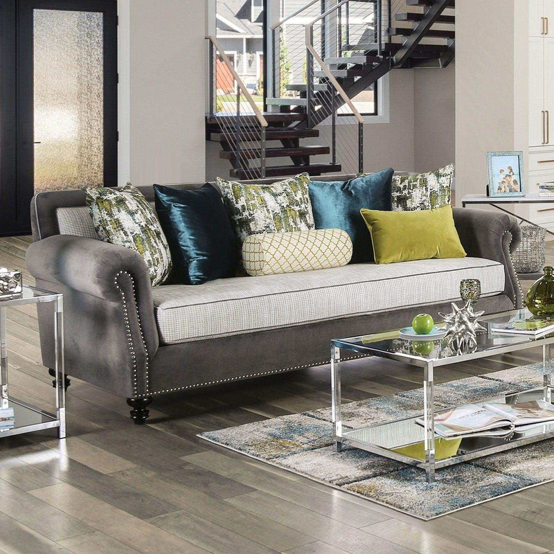 Mariella Gray & Beige Stationary Sofa & Loveseat 2pc