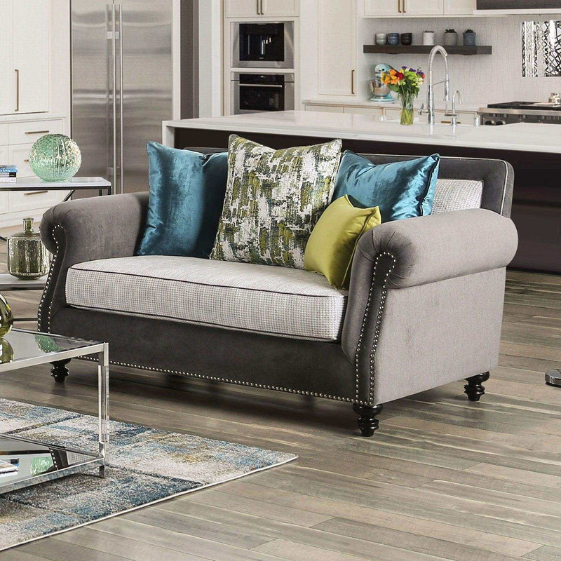 Mariella Gray & Beige Stationary Sofa & Loveseat 2pc