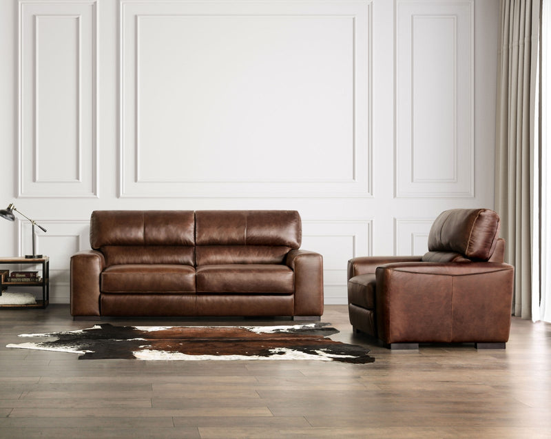 Marsicano Cognac Real Italian Leather Loveseat