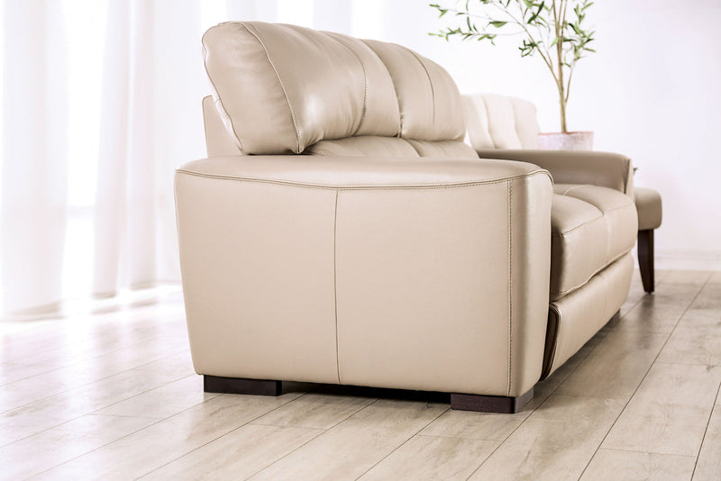Marsicano Taupe Real Italian Leather Living Room Set