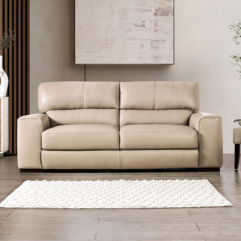 Marsicano Taupe Real Italian Leather Living Room Set