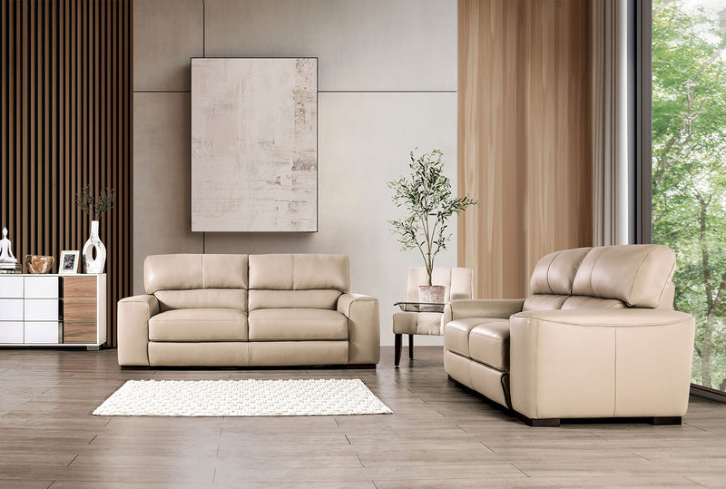 Marsicano Taupe Real Italian Leather Loveseat