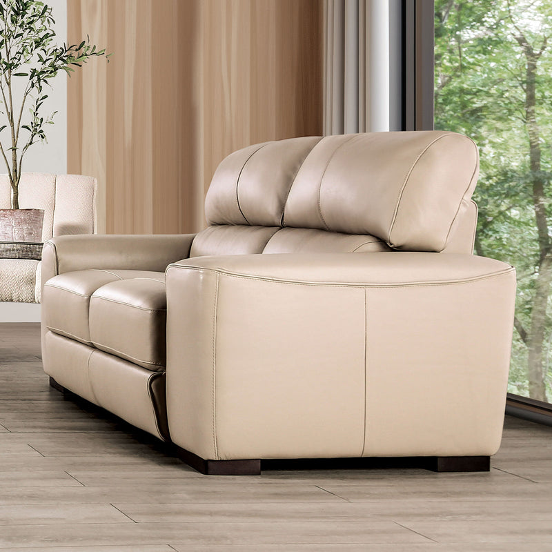 Marsicano Taupe Real Italian Leather Loveseat