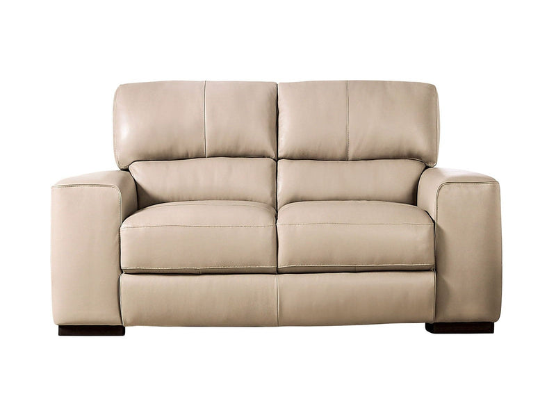 Marsicano Taupe Real Italian Leather Loveseat