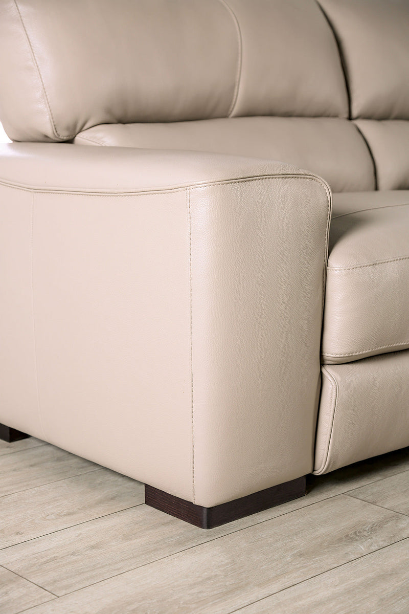 Marsicano Taupe Real Italian Leather Sofa