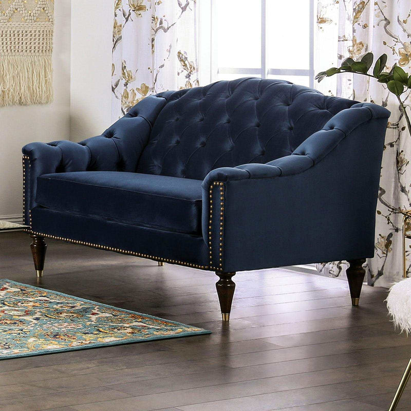 Martinique Blue Stationary Sofa & Loveseat 2pc