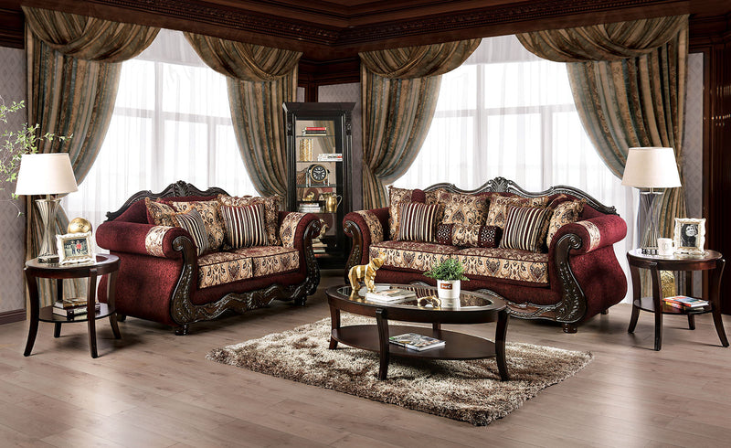 Matteo Burgundy/Brown Loveseat