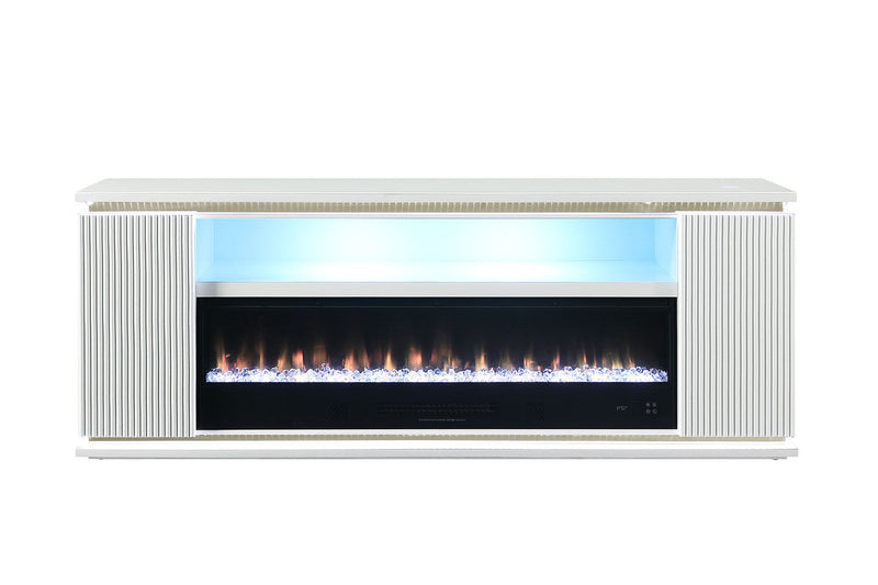 Medea White 71" TV Stand w/ Electric Fireplace