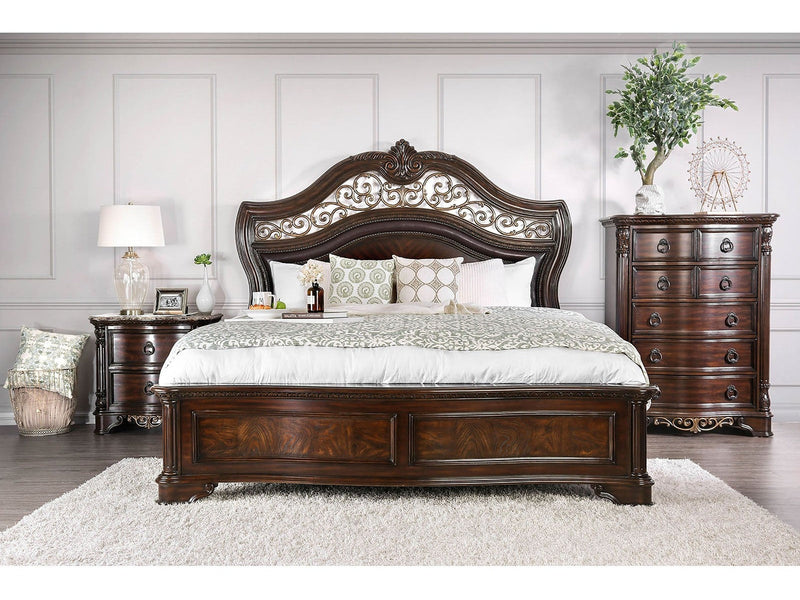 Menodora Brown Cherry 5 Pc. Queen Bedroom Set w/ 2NS