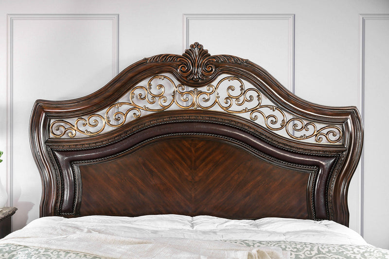 Menodora Brown Cherry 5 Pc. Queen Bedroom Set w/ 2NS
