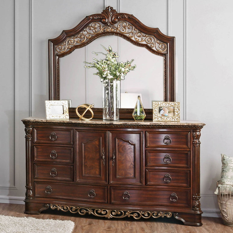 Menodora Brown Cherry 5 Pc. Queen Bedroom Set w/ 2NS