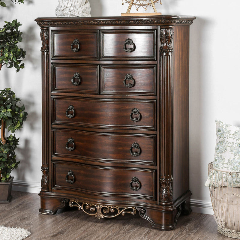 Menodora Brown Cherry 5 Pc. Queen Bedroom Set w/ Chest