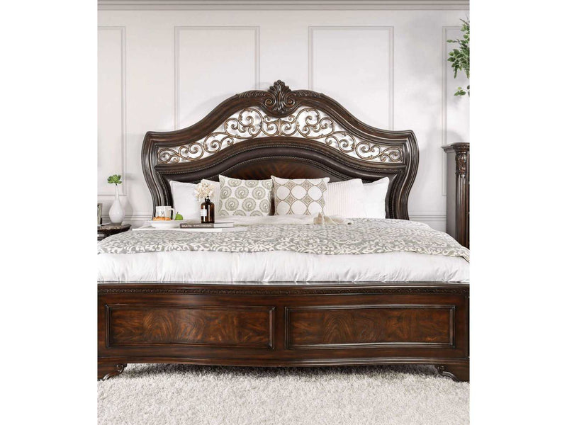 Menodora Brown Cherry Queen Bed