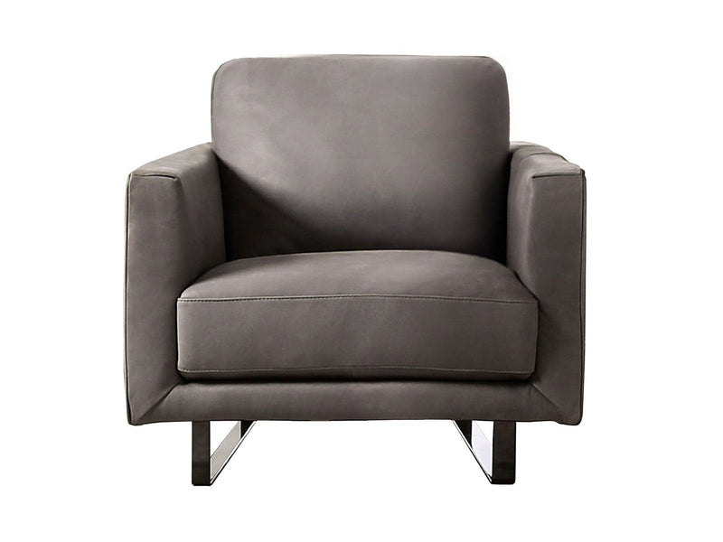 Mezzanotte Gray Real Italian Leather Chair