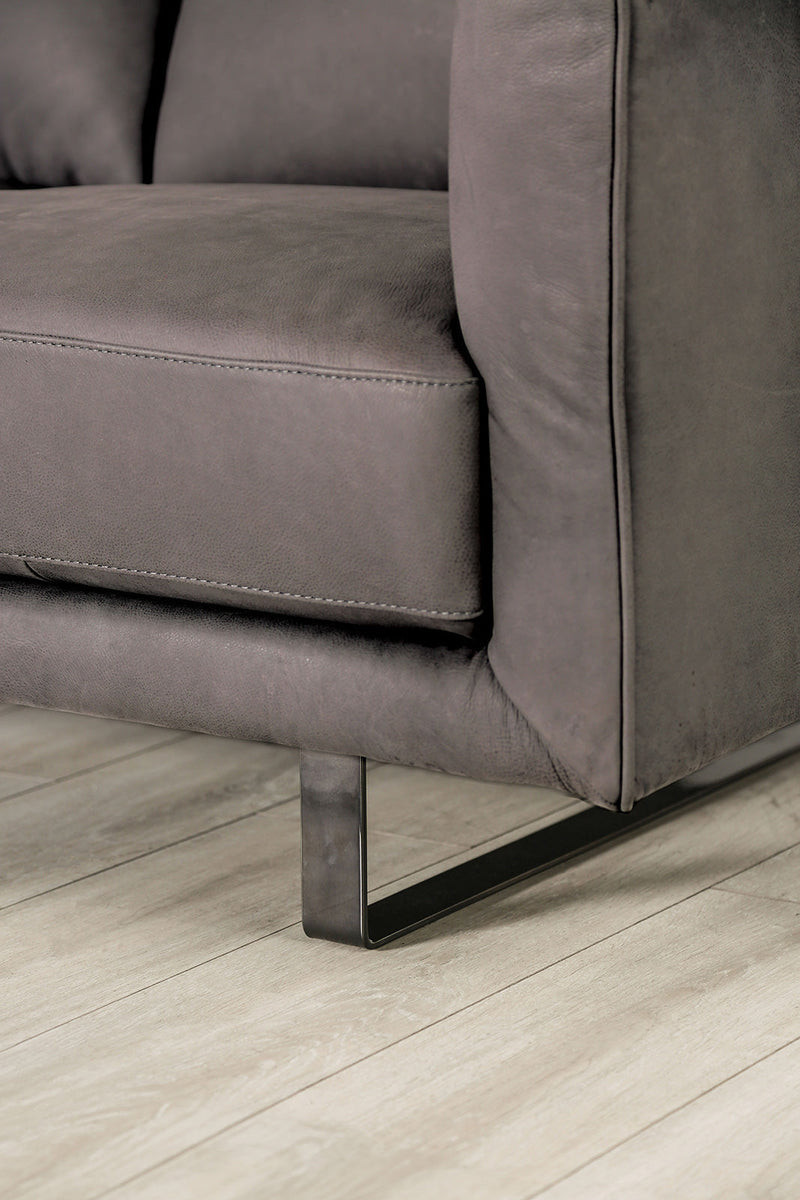 Mezzanotte Gray Real Italian Leather Loveseat