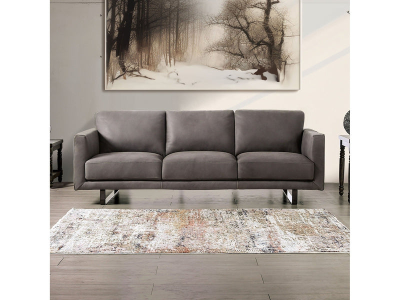 Mezzanotte Gray Real Italian Leather Sofa